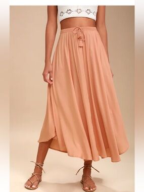 O'Neill Samoa Blush Pink Midi Skirt Boho Tassel Size XS